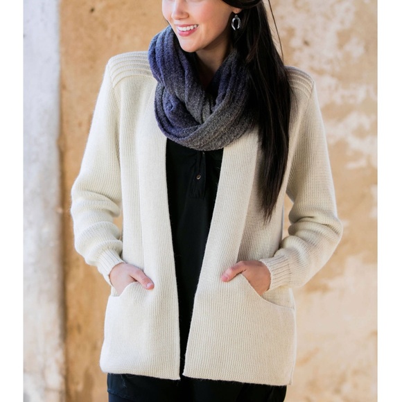 Simply Natural - Linda Ebel Open Front Ivory Alpaca Blend Cardigan Sweater - OS - Picture 1 of 2